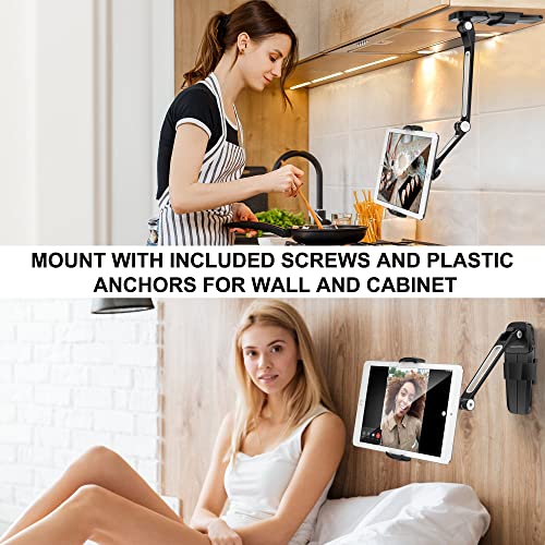 AboveTEK iPad Wall Mount 3 in 1 Highflex 360 Under Cabinet iPads Mount for Kitchen Tablet Celling Under Counter Holder Kitchen Tablet Mount Fits 47 to 135 iPad mini Air Surface Pro Black - Image 3