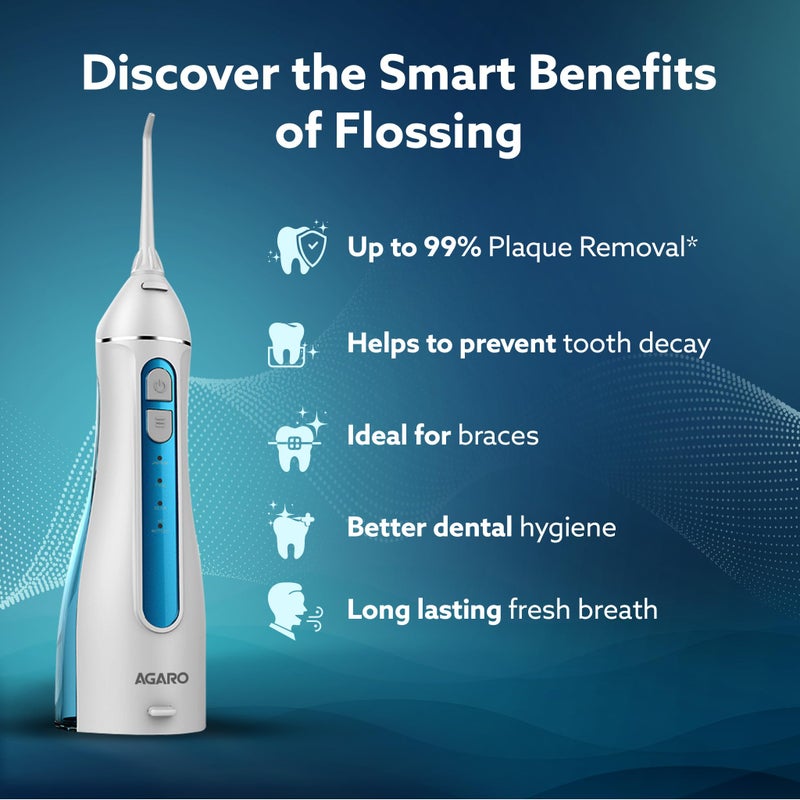 AGARO Oral Irrigator, Portable, Cordless & Rechargeable, 4 Cleaning Modes, IPX7 Waterproof with 200ml Water Tank, Flossing at Home & Travel, Oral Flosser, Dental Flosser for teeth - Image 3