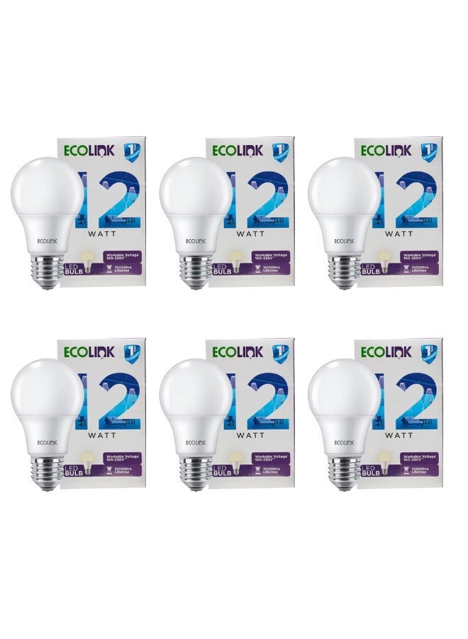 ECOLINK 12W LED Light Bulb,E27 Base,6500K 1CT/12 Cool Day Light-Pack Of 6 - Image 1