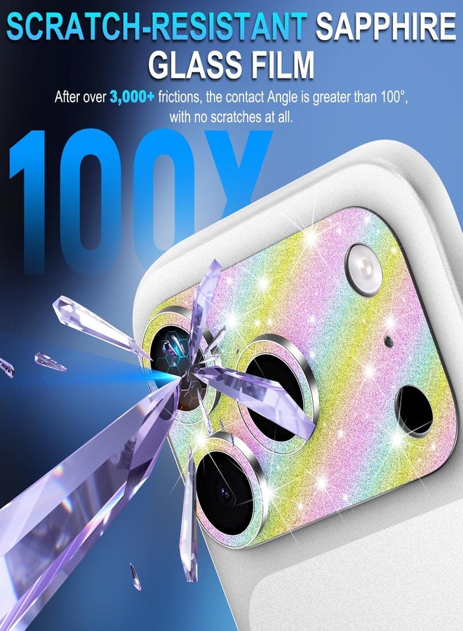 سومان فيلم حماية عدسة الكاميرا من Suoman لهاتف iPhone 17 Pro Max، فيلم كاميرا iPhone 17 Pro Max مزين بترتر لامع - لون - Image 4