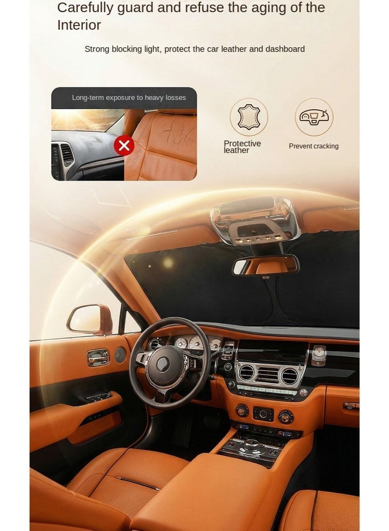 Twist-to-Open Car Windshield Sun Shade | Umbrella-Style Foldable Sunshade | No Suction Cups or Magnets Needed | 1-Second Setup & Storage | UV/Heat Blocker for Car, Truck, SUV (Medium 145x80cm) - Image 5