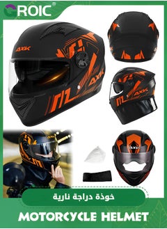 GROIC Sport Motorcycle Helmet,Motorcycle Full Face Helmet,ightweight ABS Shell,Bike Motocross Helmets for Adults,Motorcycle Street Bike Helmet(orange)  - Image 1
