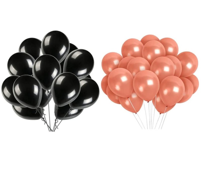 Vail Creations MADE IN INDIA 10inch Metallic Balloons for Birthday Decoration/Anniversary Party Decoration (Rose Gold,Black, Pack of 50) - Image 3