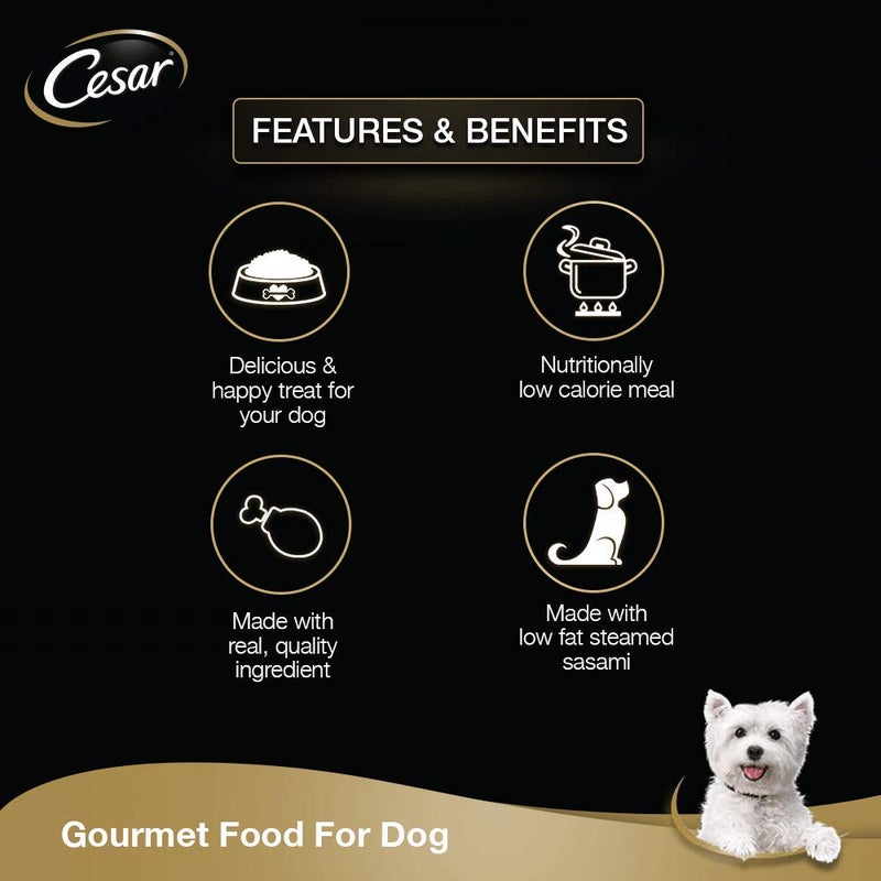 Cesar Premium Adult Wet Dog Food (Gourmet meal), Sasami & Vegetables, 70g Pouch - Image 4