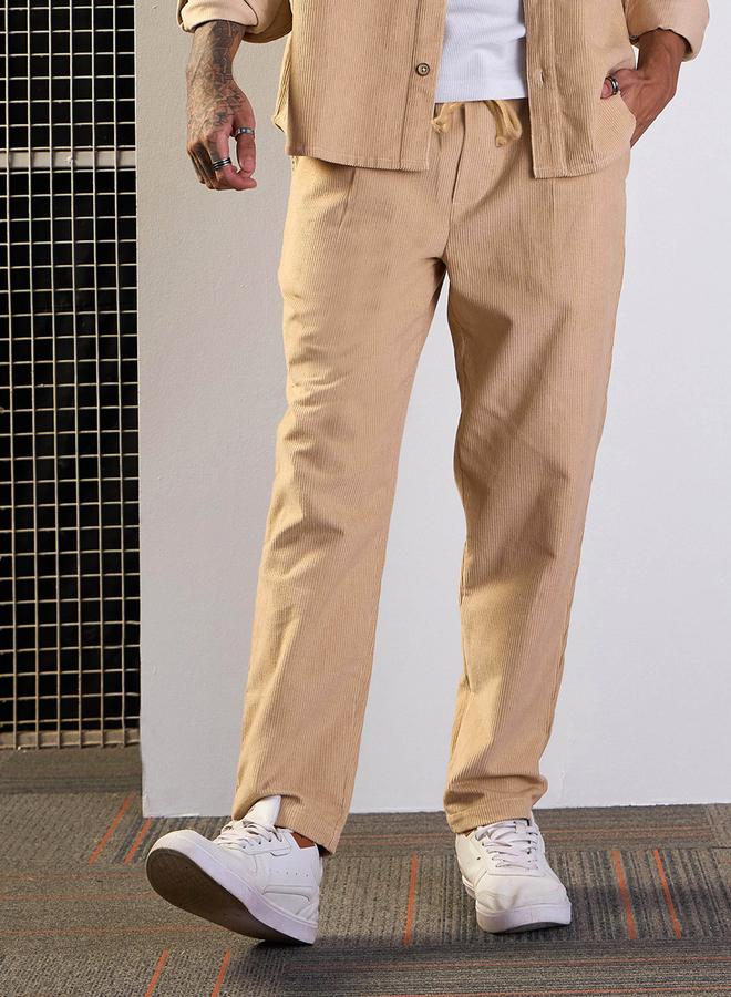 Mascln Sassafras Mascln Sassafras Mid Rise Corduroy Pants with Drawstring - Image 1