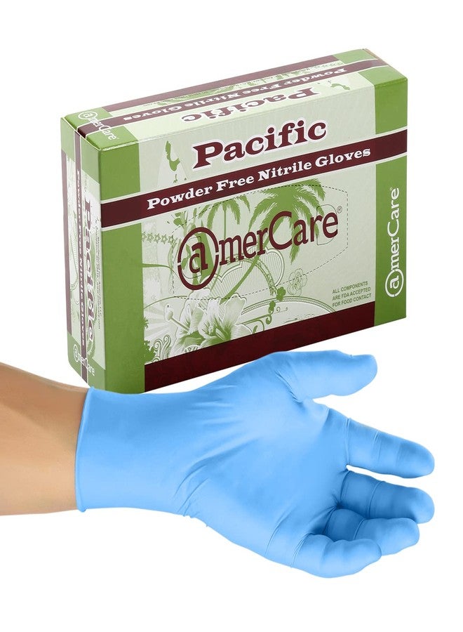 AmerCare Pacific 4.5 mil Blue Nitrile Gloves, Powder and Latex Free, General Purpose for Cleaning and Foodservice, Medium, Case of 1000 - Image 1