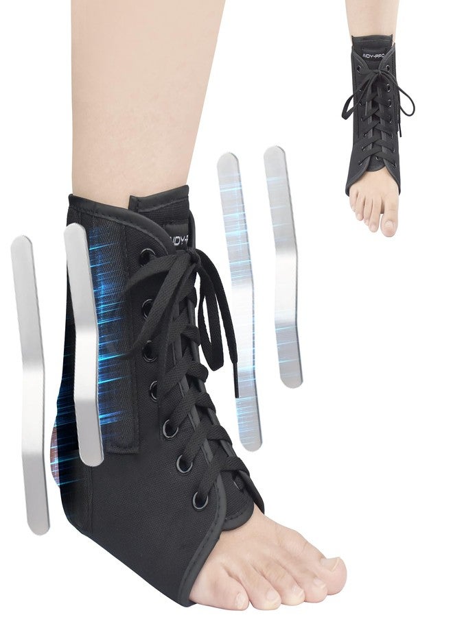 AIDY-PRO Lace Up Ankle Brace with Metal Side Stabilizers, Adjustable Lace-Up Ankle Braces for Men and Women Sprained Foot Support Brace for Posterior Tibial Tendonitis Achilles Tendon Injury L - Image 1