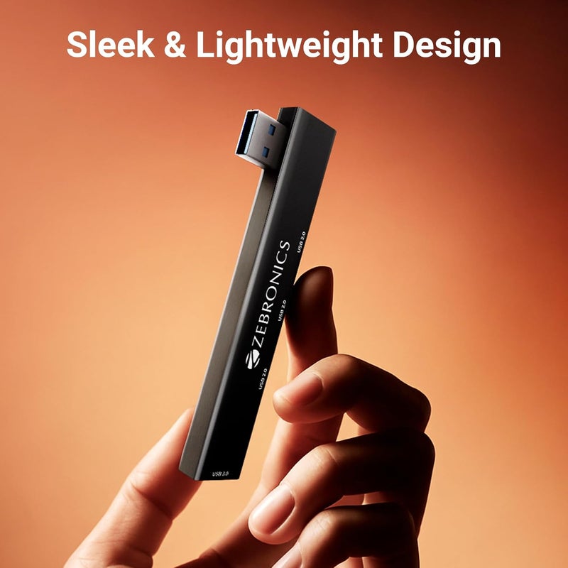 ZEBRONICS 210HB, 4 in 1 USB Hub, USB 3.0, 4 USB Ports, Speeds Upto 5 Gbps, Metal Body, for Mac | Laptops - Image 5