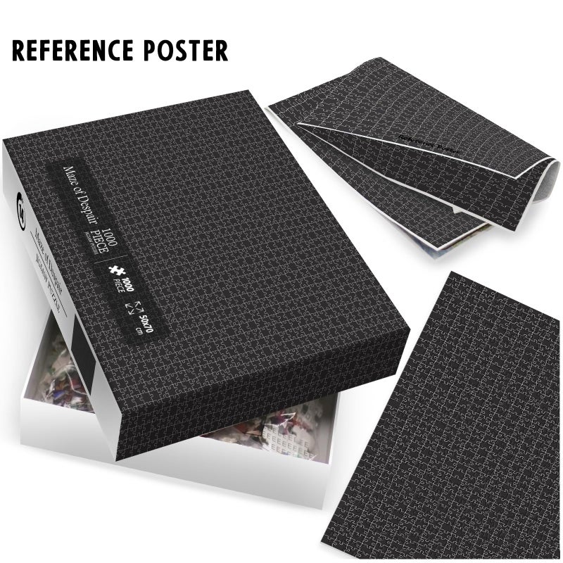 IdeaBazar Impossible Mystic Maze Puzzles for Adults 1000 Pieces, Difficult Black and White Jigsaw Puzzles, Hard Challenging Crazy Line Puzzle - Image 4