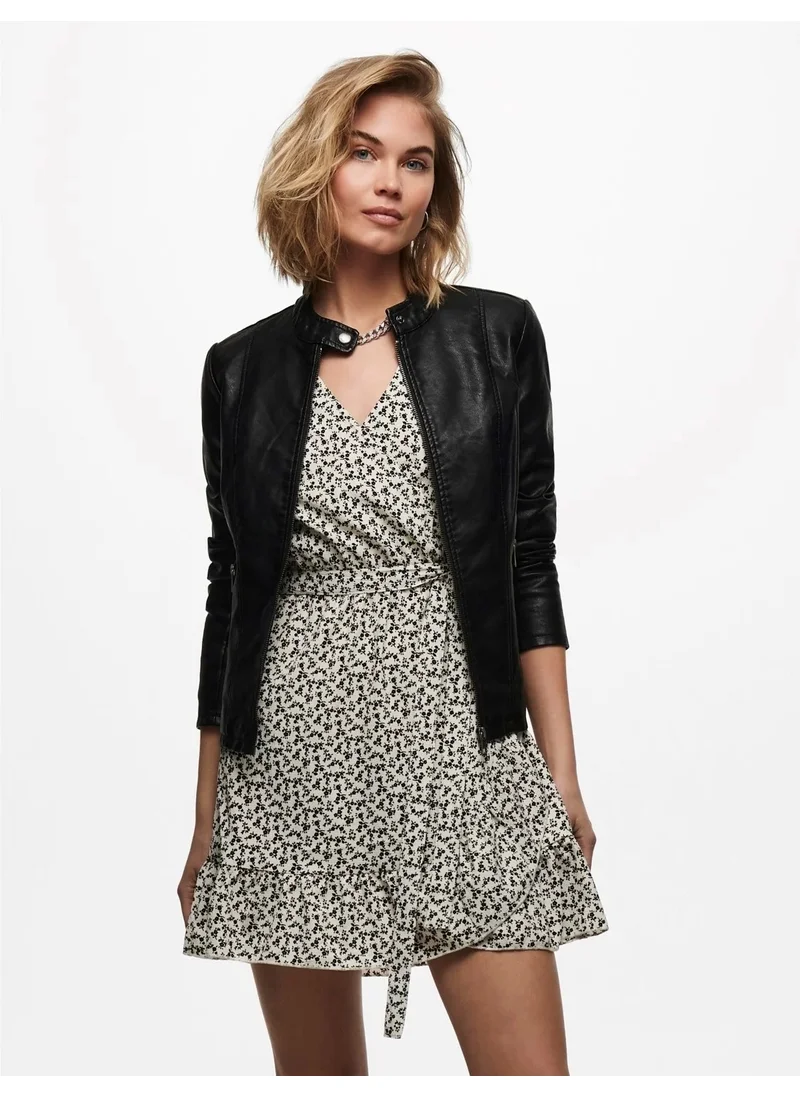 ONLY 15205626 Women's Leather Jacket - Black