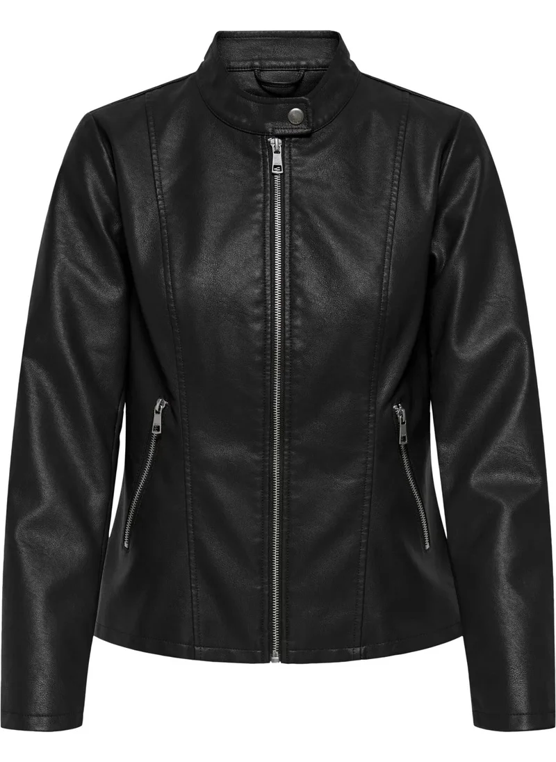 ONLY 15205626 Women's Leather Jacket - Black