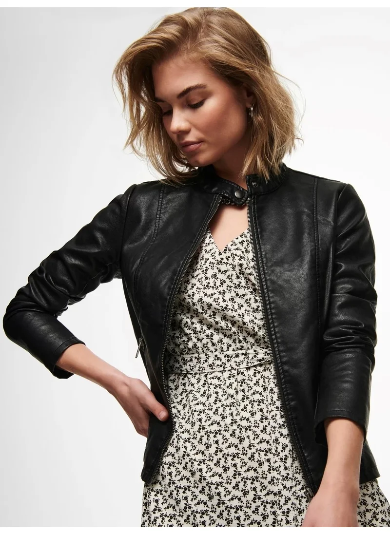ONLY 15205626 Women's Leather Jacket - Black