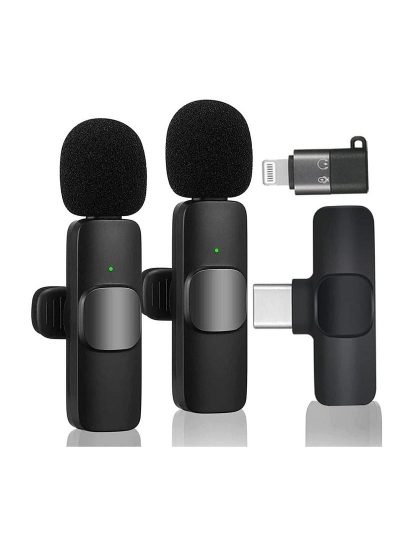 ميكروفون لاسلكي صغير الحجم للهواتف من نوع USB-C - ميكروفون لاسلكي سهل الاستخدام مزود بميكروفونين لتسجيل الفيديو - المقابلات - مدونات الفيديو - مزامنة تلقائية وتقليل الضوضاء - 2.4 جيجاهرتز - Image 1
