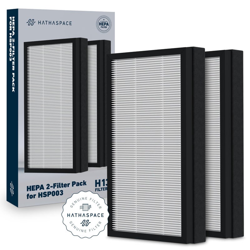 HATHASPACE HSP003 H13 True HEPA Filter Replacement DualStage Air Purifier Filter with Activated Carbon Captures Dust Smoke Odors VOCs Easy to Install Certified Replacement for HSP003 1 Set