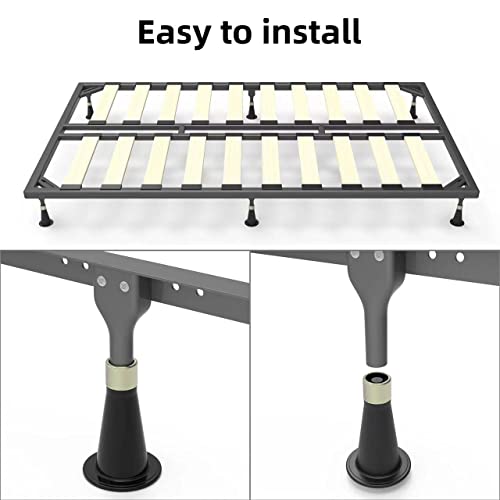 IRONDIY 6 Pcs Bed Frame Feet,Feet for Replace Wheels,Risers for Bed Frame,Prevent Sliding Plastic Reinforced Bed Risers,Fits Over a Standard Bed Foot - Image 3
