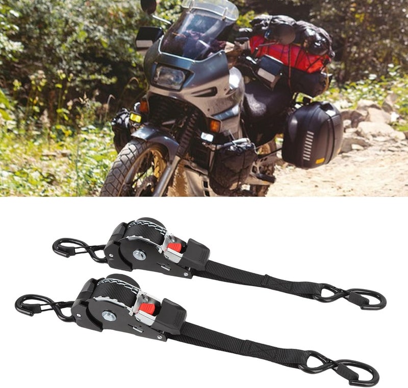 HEEPDD Ratchet Straps, 2pcs 1inch X 10ft Auto Retractable Heavy Duty Tie Down Straps 1760lbs Break Strength with S Hooks, for Boat Jet Ski Motorcycles ATV - Image 2