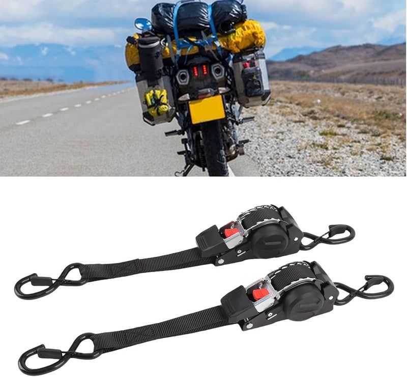 HEEPDD Ratchet Straps, 2pcs 1inch X 10ft Auto Retractable Heavy Duty Tie Down Straps 1760lbs Break Strength with S Hooks, for Boat Jet Ski Motorcycles ATV - Image 1