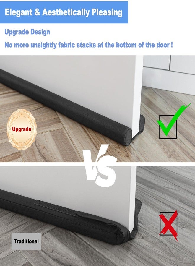 SLIPEXSAFE 2 Pack Large Door Draft Stopper for Bottom of Doors 36 Inch Door Sweep Weather Stripping Noise Blocker Under Door Draft Noise Black Stoppers Adjustable Twin Door Sweep Draft Seal Window Sealer - Image 3