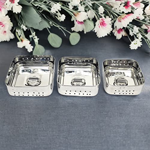 Nyra® Stainless Steel Square Shaped Paneer Maker/Mould/Strainer/Perfect for Making paneer with Ease/Also be Used for Making tofu/Paneer Maker with a Set of 3 Pcs with Top Press Lid - Image 3