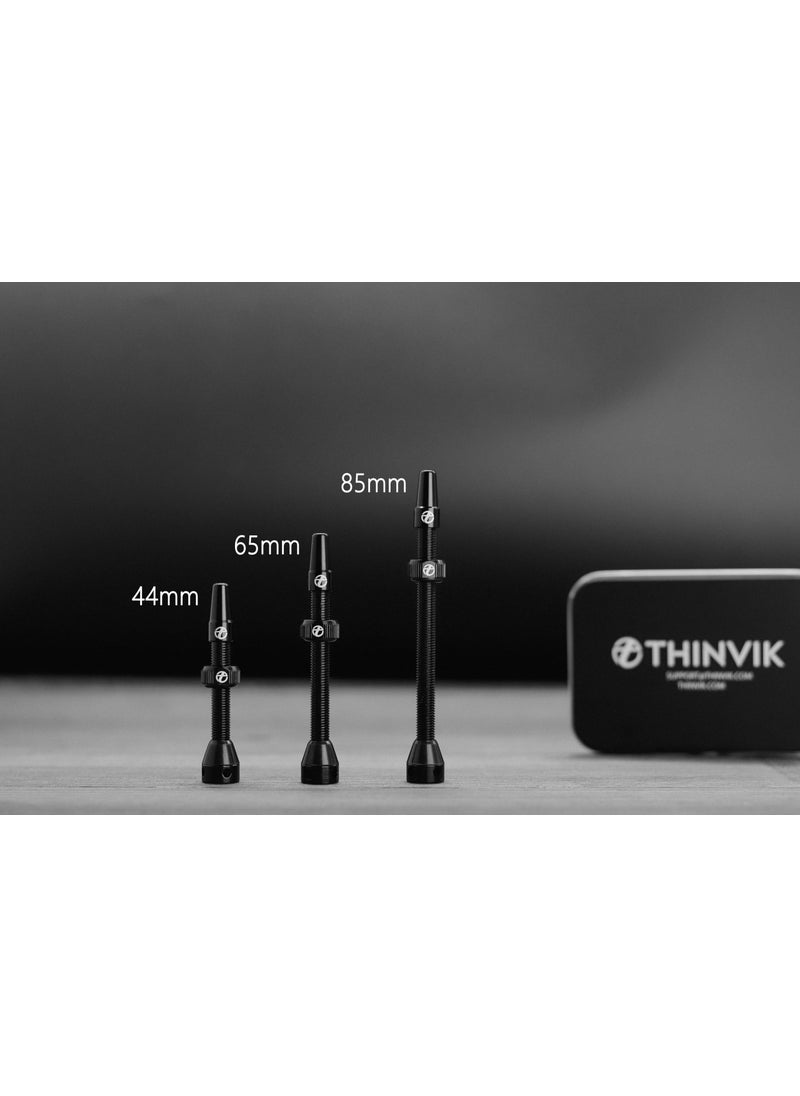 Thinvik Thinvik Presta Tubeless Valve Stem 44mm,Super Light Alloy Presta Tubeless Valve Stem Kit for Tubeless Tires-2 Tubeless Valve Stem (with Aluminum Alloy Valve Cap) + Valve Core Removal Tool(Black)  - Image 3