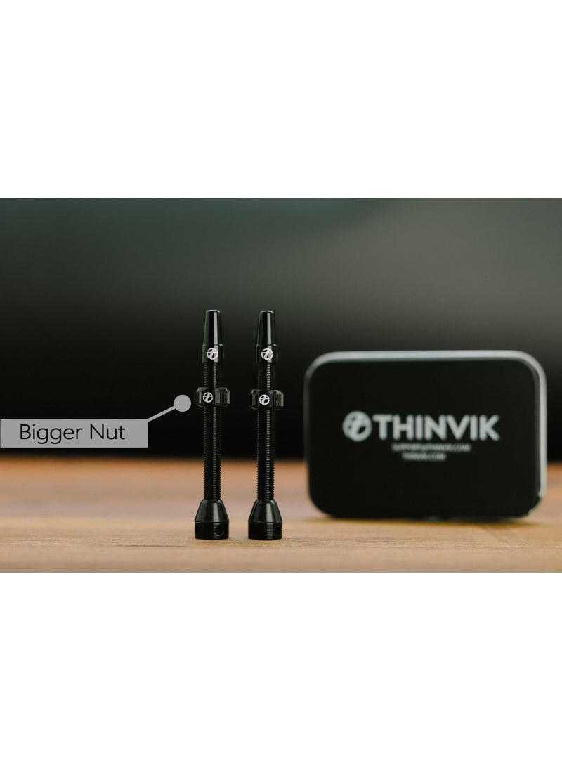 Thinvik Thinvik Presta Tubeless Valve Stem 44mm,Super Light Alloy Presta Tubeless Valve Stem Kit for Tubeless Tires-2 Tubeless Valve Stem (with Aluminum Alloy Valve Cap) + Valve Core Removal Tool(Black)  - Image 4