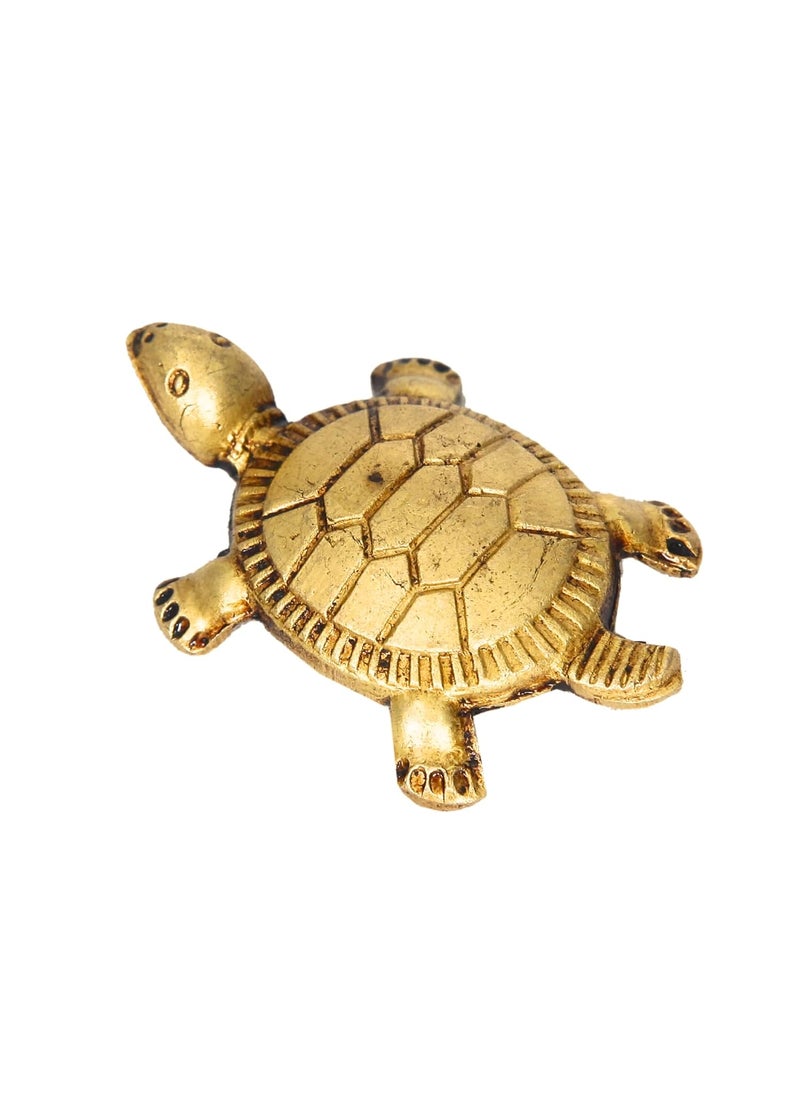 anciently Anciently Feng Shui Tortoise for Good Luck Brass Tortoise with Plate Small Size Brass Gold Colour 1 Set Religious  - Image 3