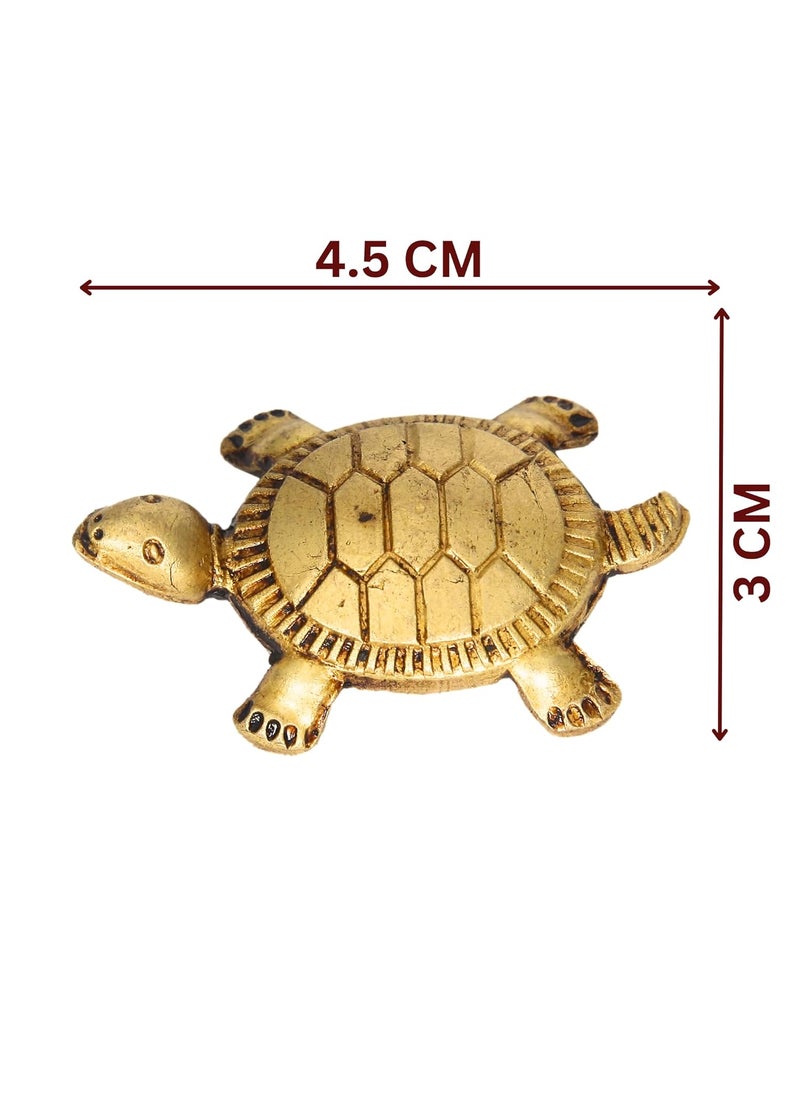 anciently Anciently Feng Shui Tortoise for Good Luck Brass Tortoise with Plate Small Size Brass Gold Colour 1 Set Religious  - Image 4