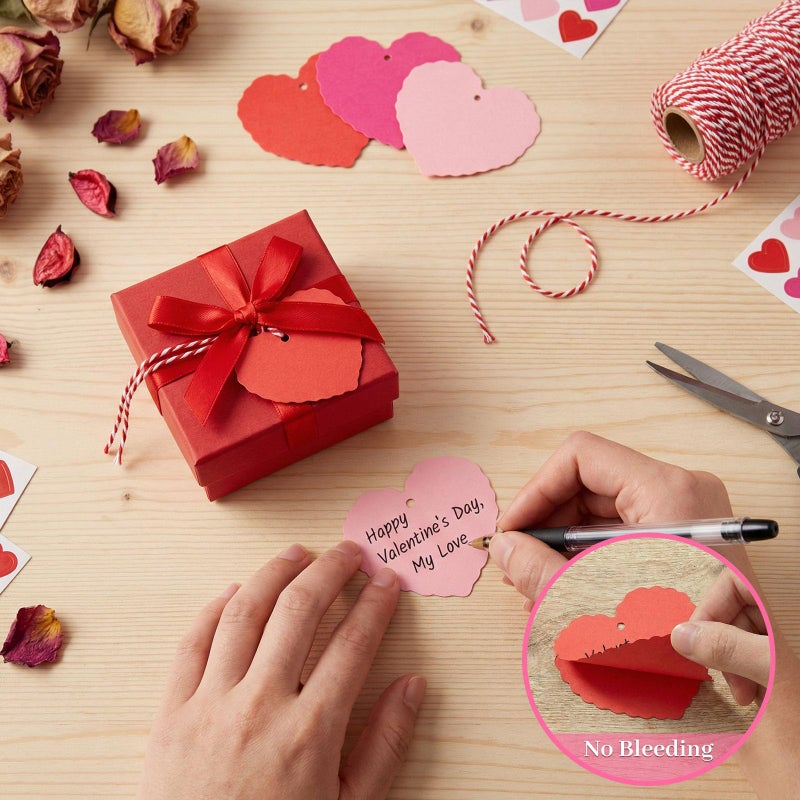 VGOODALL 120PCS Valentines Gift Tags, Heart Shaped Tags with Strings Assorted Red Hanging Labels for Wedding Valentine's Day Party Decorations - Image 4