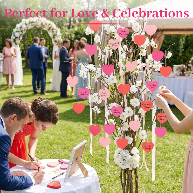 VGOODALL 120PCS Valentines Gift Tags, Heart Shaped Tags with Strings Assorted Red Hanging Labels for Wedding Valentine's Day Party Decorations - Image 3
