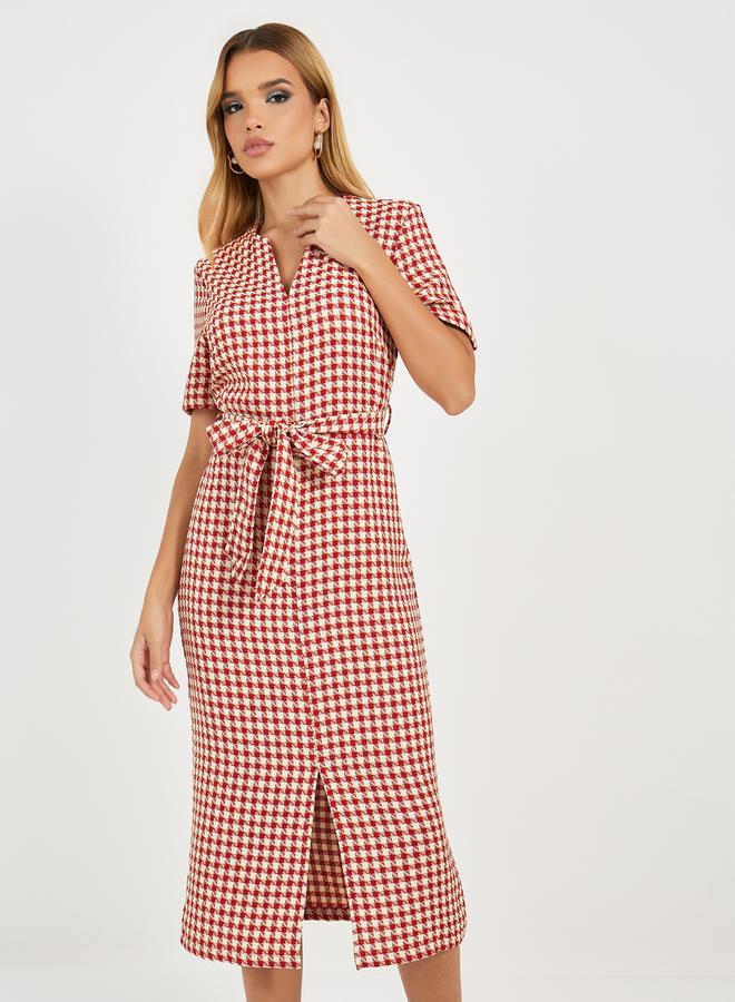 Styli Gingham Tie-Waist Dress  - Image 2