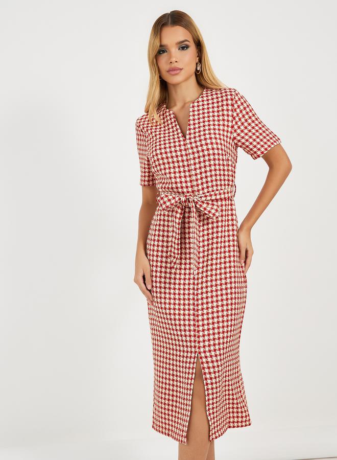 Styli Gingham Tie-Waist Dress  - Image 5