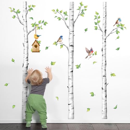 Decvictor Large Birch Tree Wall Decals, White Realistic Tree Wall Stickers Peel and Stick Wall Decal Waterproof Wall Art Sticker for Aisle Bedroom Office Sofa TV Backdrop Home Decor (H: 67.3 in) - Image 2