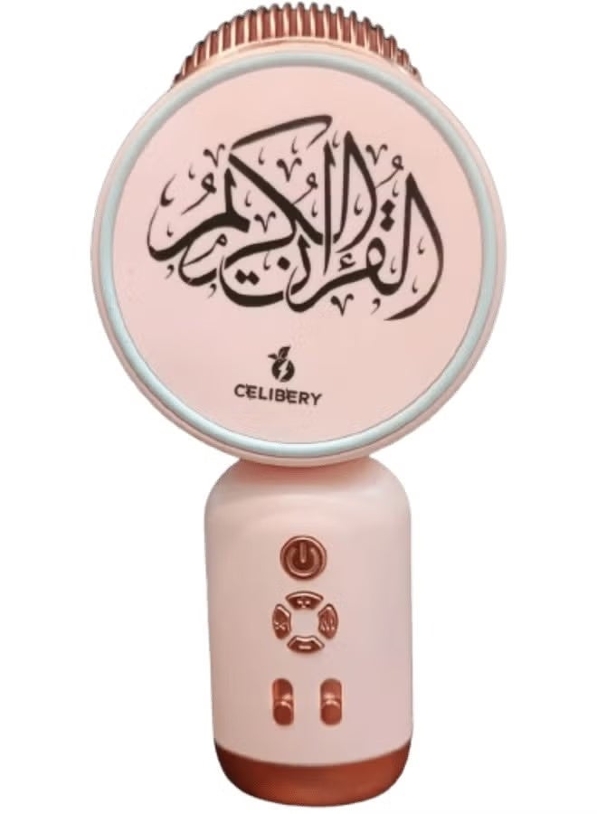 CELIBERY Bluetooth Quran Speaker with Microphone, Pink - Image 1