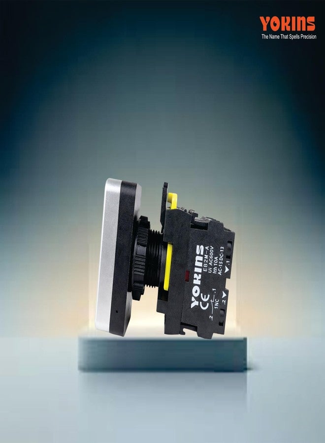 Yokins مفتاح ضغط مضيء YOKINS EB2M-A-11-PDRG للتشغيل والإيقاف، زر ضغط مزدوج 22.5 مم، 1NO + 1NC، مفتاح تحكم مزدوج التشغيل والإيقاف للوحات الكهربائية، زر ضغط صناعي شديد التحمل - Image 3