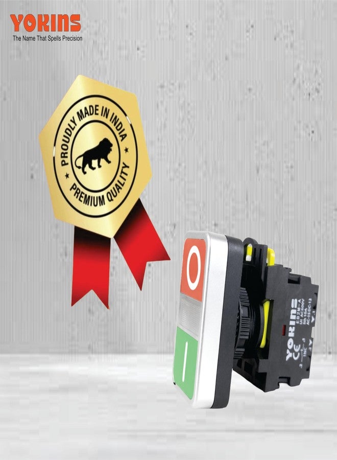Yokins مفتاح ضغط مضيء YOKINS EB2M-A-11-PDRG للتشغيل والإيقاف، زر ضغط مزدوج 22.5 مم، 1NO + 1NC، مفتاح تحكم مزدوج التشغيل والإيقاف للوحات الكهربائية، زر ضغط صناعي شديد التحمل - Image 5