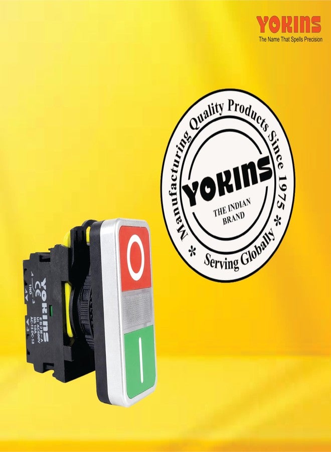 Yokins مفتاح ضغط مضيء YOKINS EB2M-A-11-PDRG للتشغيل والإيقاف، زر ضغط مزدوج 22.5 مم، 1NO + 1NC، مفتاح تحكم مزدوج التشغيل والإيقاف للوحات الكهربائية، زر ضغط صناعي شديد التحمل - Image 4