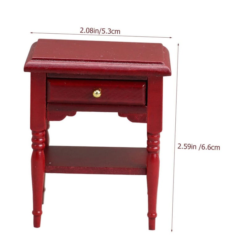 Wood Mini Bedside Table Dollhouse Nightstand Furniture Model For Mini House Decoration Collectors Vivid Details Brown - Image 3