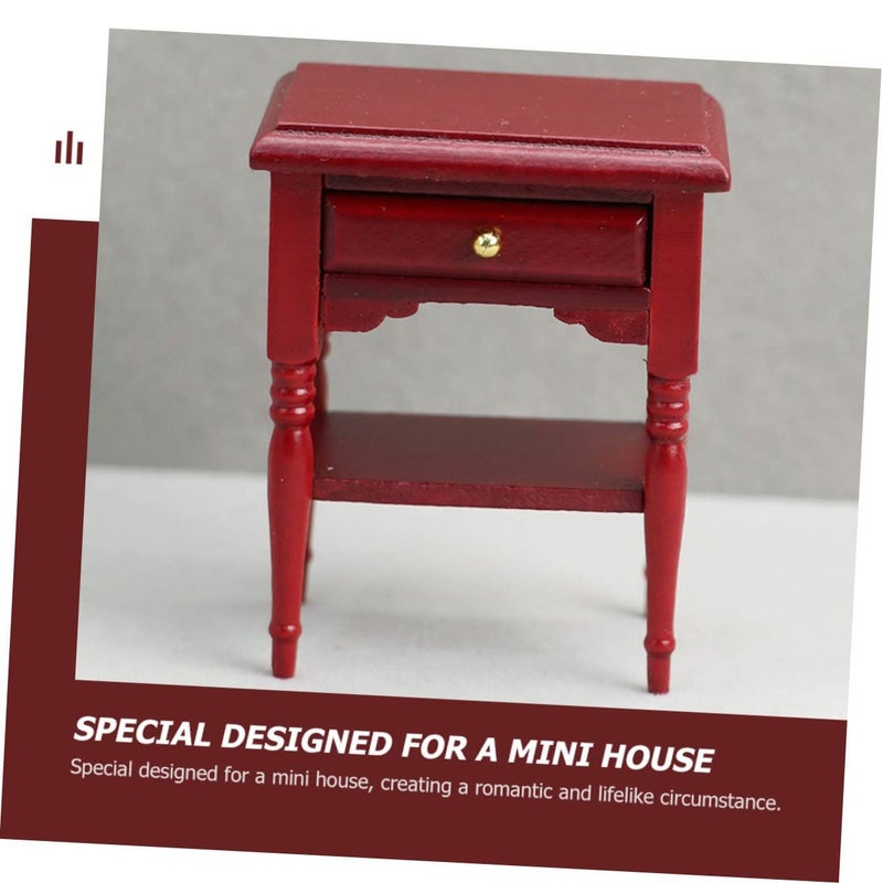 Wood Mini Bedside Table Dollhouse Nightstand Furniture Model For Mini House Decoration Collectors Vivid Details Brown - Image 4