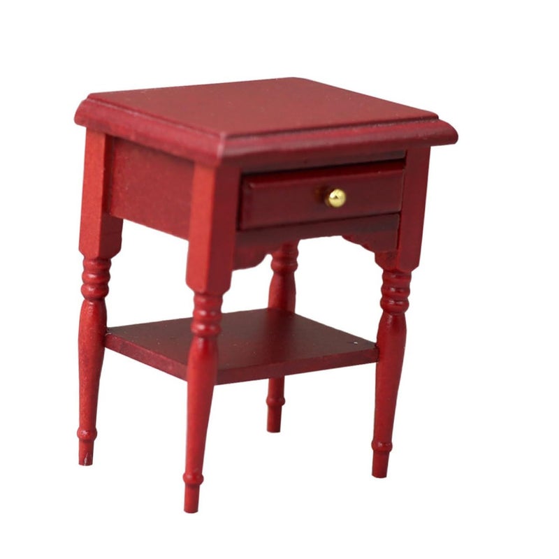 Wood Mini Bedside Table Dollhouse Nightstand Furniture Model For Mini House Decoration Collectors Vivid Details Brown - Image 2