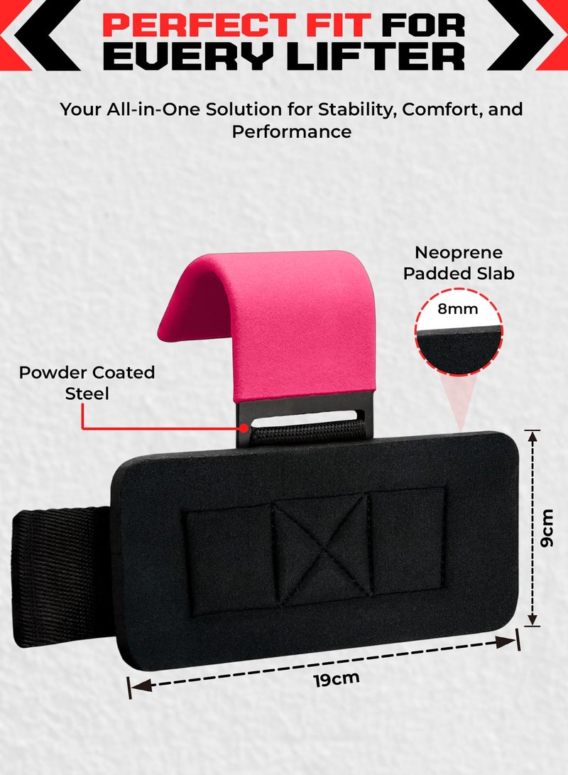 FIT TRIBE Weight Lifting Hooks for Men & Women 2pcs - Heavy Duty Lifting Straps for Deadlifts, Powerlifting, Shrugs, & Rows - Gym Grips with Anti-Slip Pull-Up Hooks (Pink) - Image 4