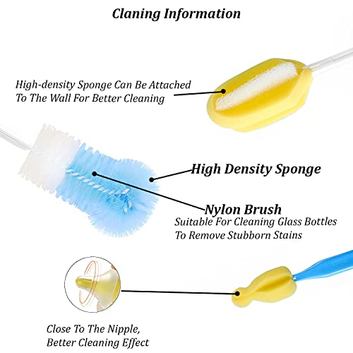 SYGA 7 Pcs Baby Milk Bottle Nipple Straw Brush Sponge BPA Free PP Cleaning Brush Cleaner Bottle Tong - Image 4