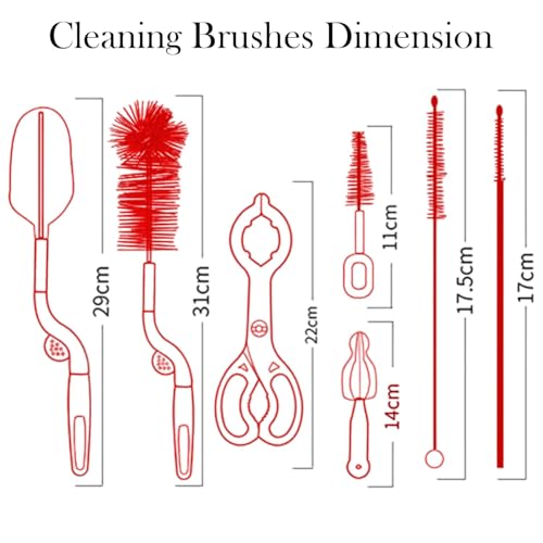 SYGA 7 Pcs Baby Milk Bottle Nipple Straw Brush Sponge BPA Free PP Cleaning Brush Cleaner Bottle Tong - Image 3
