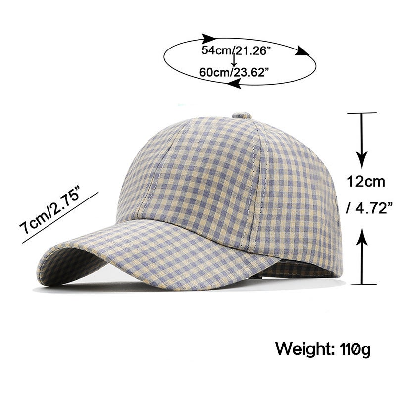 Baseball Cap Unisex Stripe Plaid Spring Summer Sun Protection Hat - Image 2
