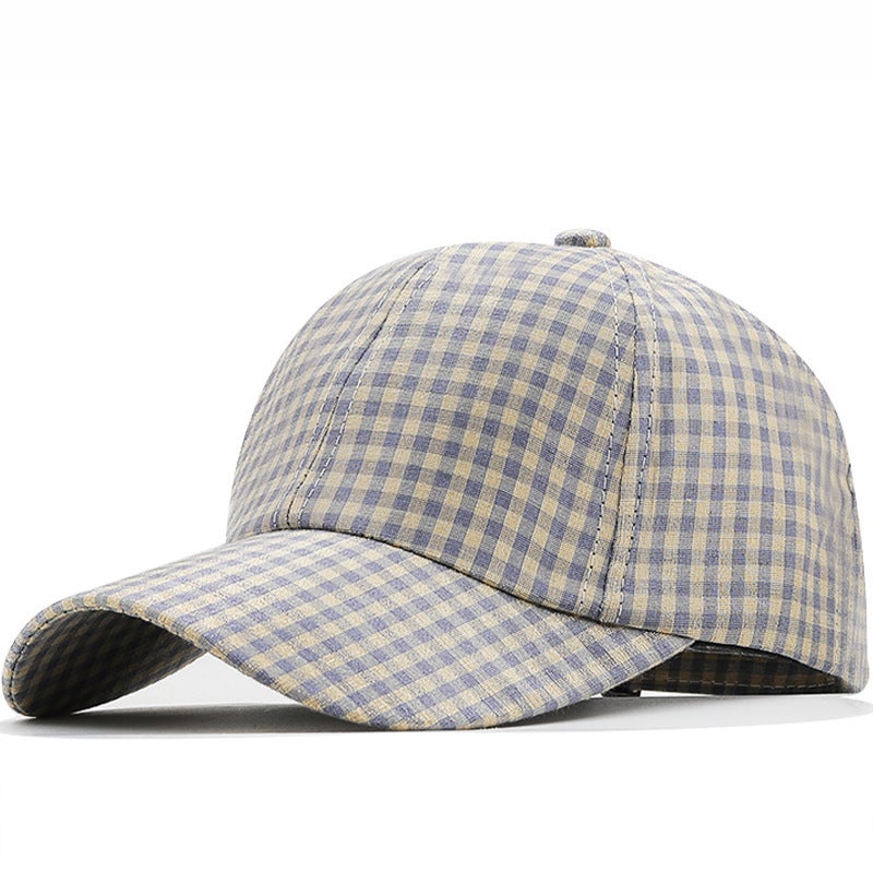 Baseball Cap Unisex Stripe Plaid Spring Summer Sun Protection Hat - Image 1