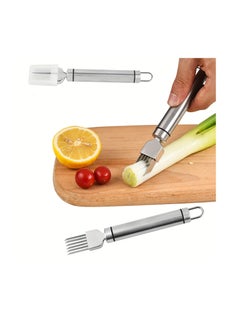Generic 1pc, Multifunctional Stainless Steel Grater, Scallion Separator, For Scallion And Onion, Garlic Fruit And Vegetable, Portable With Protective Cover Kitchen Cooking Tool  - Image 2