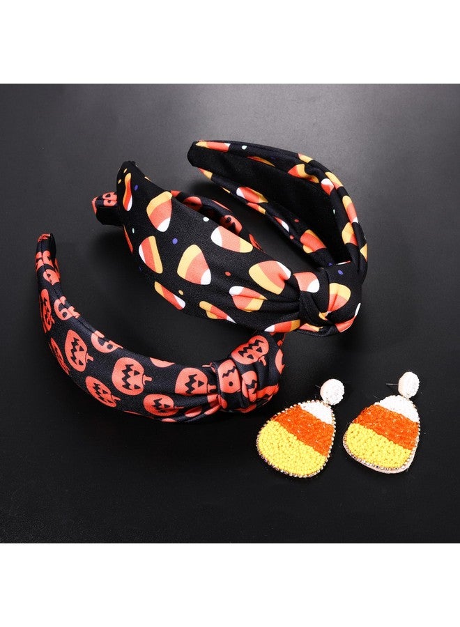 PHALIN Halloween Headband For Women Halloween Accessories Printed Pumpkin Candy Corn Ghost Knotted Headband Halloween Outfits Accessory Holiday Party Gifts - Image 2