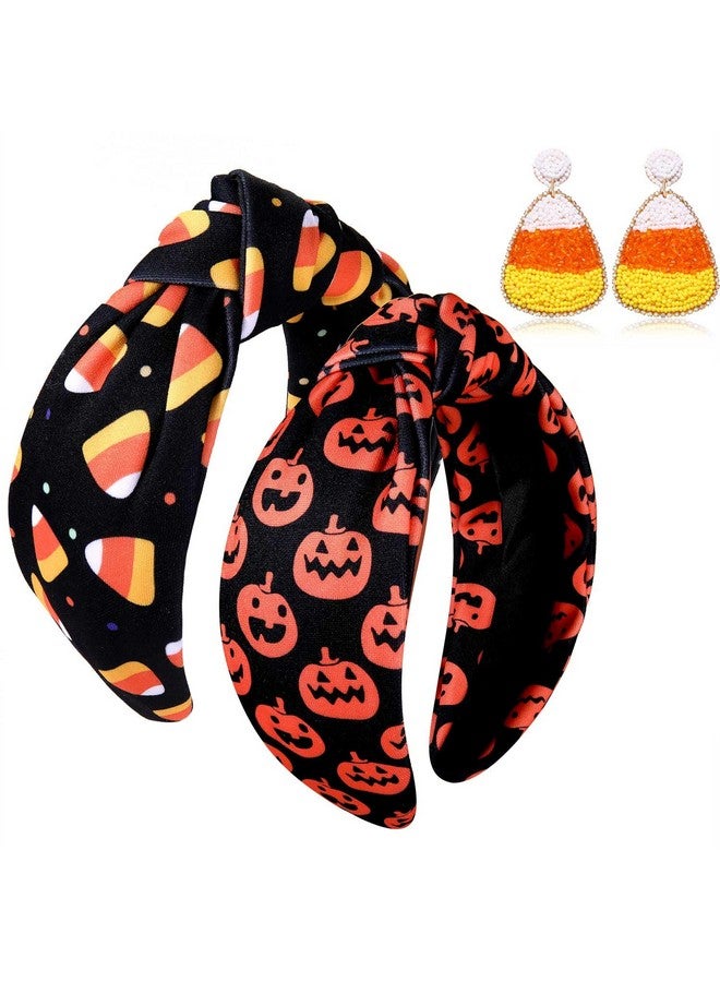 PHALIN Halloween Headband For Women Halloween Accessories Printed Pumpkin Candy Corn Ghost Knotted Headband Halloween Outfits Accessory Holiday Party Gifts - Image 1