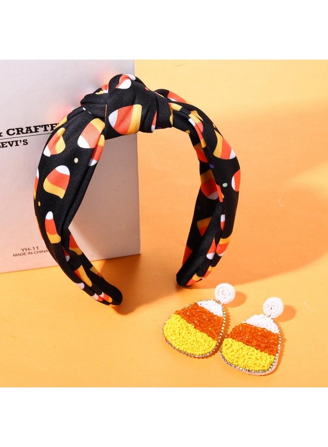 PHALIN Halloween Headband For Women Halloween Accessories Printed Pumpkin Candy Corn Ghost Knotted Headband Halloween Outfits Accessory Holiday Party Gifts - Image 3