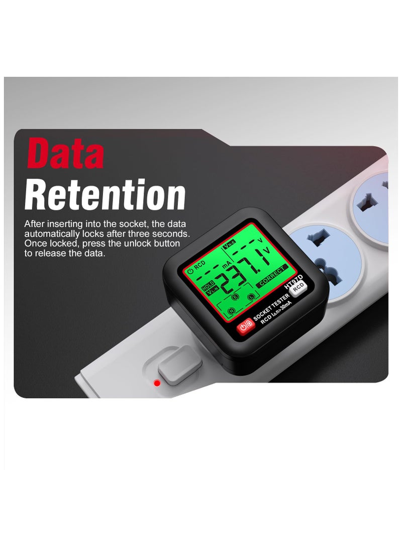 GFCI Electrical Outlet Tester with LCD Display, Receptacle Detector, Electric Voltage Tester for Standard 3-Wire 260V AC Voltage Socket Checker, 6 Visual Indicators/Wiring Legend for Home - Image 3