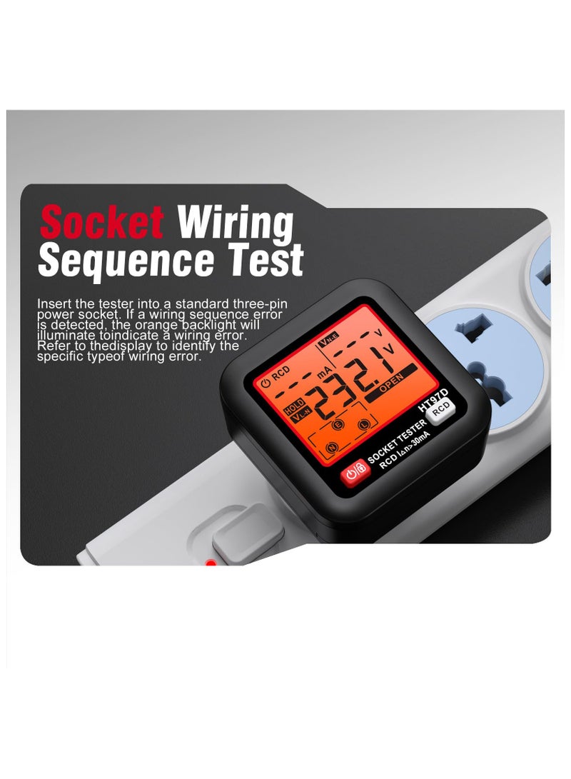 GFCI Electrical Outlet Tester with LCD Display, Receptacle Detector, Electric Voltage Tester for Standard 3-Wire 260V AC Voltage Socket Checker, 6 Visual Indicators/Wiring Legend for Home - Image 4